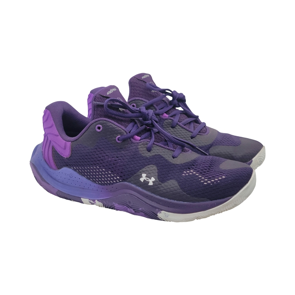 Under Armour Anatomix Spawn 4 Purple Basketball Shoes 8.5M, 10W